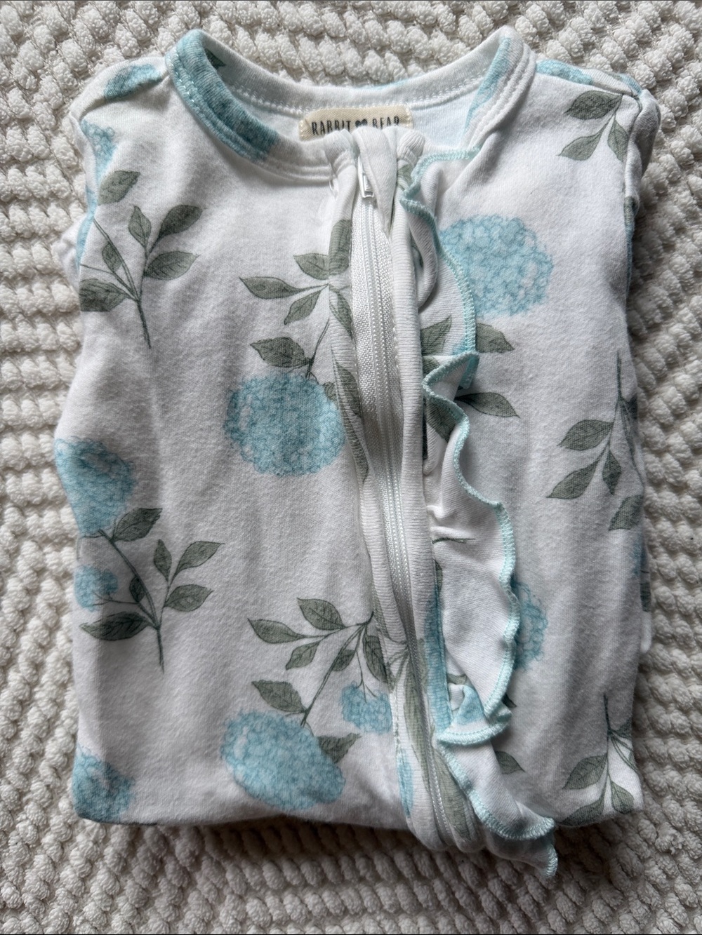 Rabbit & Bear Floral Zippered Baby Onesie - Blossom Print 3-6 Month